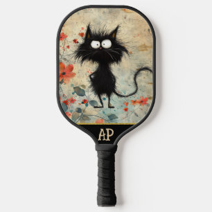 *~* Whimsical Quirky Cat AP68 Floral 15 PHOTO Pickleball Paddle