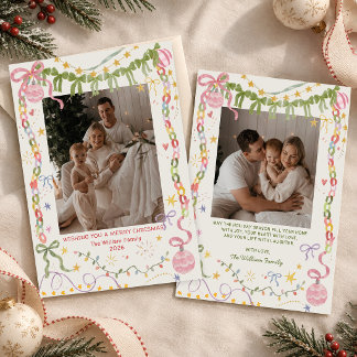 Whimsical Quirky Colourful Christmas Family Photo Holiday Card