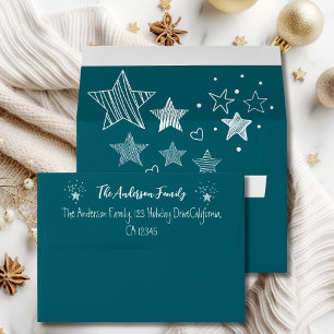 Whimsical Quirky Doodle Holiday Envelope