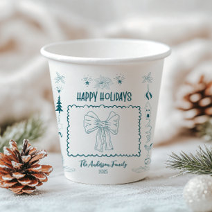 Whimsical Quirky Doodle Holiday Paper Cups