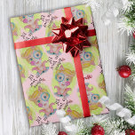 Whimsical Quirky Elf Mid Century Retro Christmas Wrapping Paper<br><div class="desc">This fun Christmas design was created using my hand painted mixed media elf with quirky details and a green background with snowflakes for a unique and whimsical vibe. The soft retro mid century colour palette of pinks, greens, and blues is perfect for the modern Holiday season and the funny "Believe...</div>
