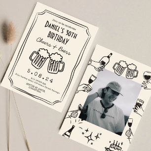 Whimsical Quirky Funky Cheers 30 th Birthday  Invitation