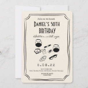 Whimsical Quirky Funky Handwritting 50th Birthday Invitation