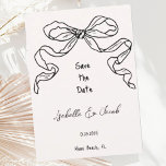 Whimsical Quirky Hand Drawn Bow Save the Date Invitation<br><div class="desc">A trendy whimsical hand drawn scribble style wedding save the date invitation card following the latest trend in wedding stationary. Featuring a hand drawn bow and a black,  a white colour scheme and a handwritten font style.  The perfect quirky invitation for a fun casual wedding.</div>