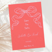 Whimsical Quirky Hand Drawn Red Bow Save the Date