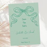 Whimsical Quirky Hand Drawn Sage Bow Save the Date