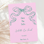 Whimsical Quirky Hand Drawn Sage Bow Save the Date Invitation<br><div class="desc">A trendy whimsical hand drawn scribble style wedding save the date invitation card following the latest trend in wedding stationary. Featuring a hand drawn bow and a sage green and pink colour scheme and a handwritten font style.  The perfect quirky invitation for a fun casual wedding.</div>