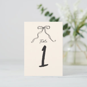 Whimsical Quirky Handwritten Bow Table Number