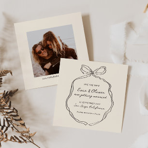 Whimsical Quirky Handwritten Bow Wedding Save The Date
