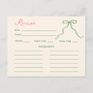 Whimsical Quirky Handwritten Bridal Shower Recipe Enclosure Card