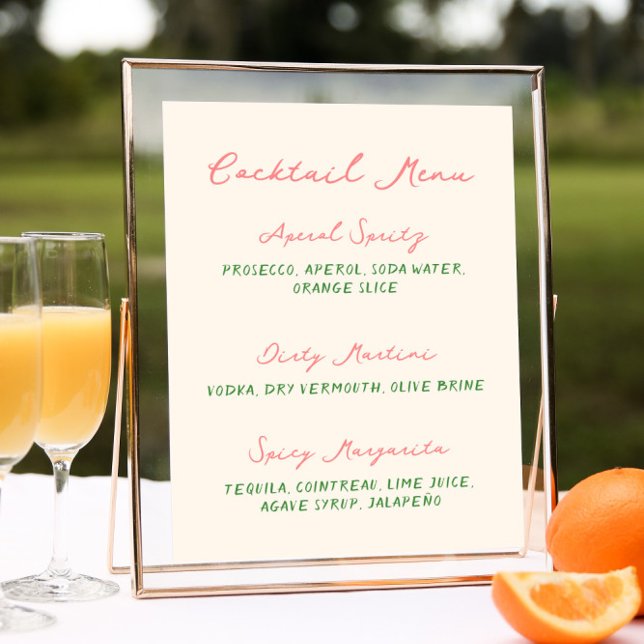 Whimsical Quirky Handwritten Cocktail Menu Poster (Creator Uploaded)