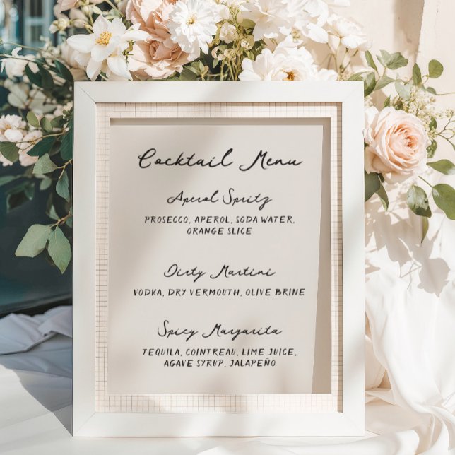 Whimsical Quirky Handwritten Cocktail Menu Poster (Creator Uploaded)