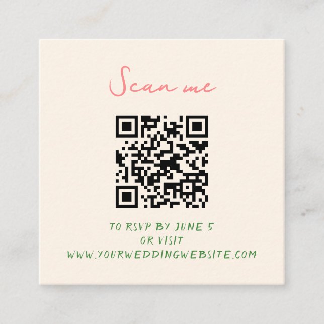 Whimsical Quirky Handwritten Wedding RSVP Enclosure Card (Front)