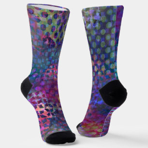 Whimsical Quirky Multicolored Digital Abstract Art Socks