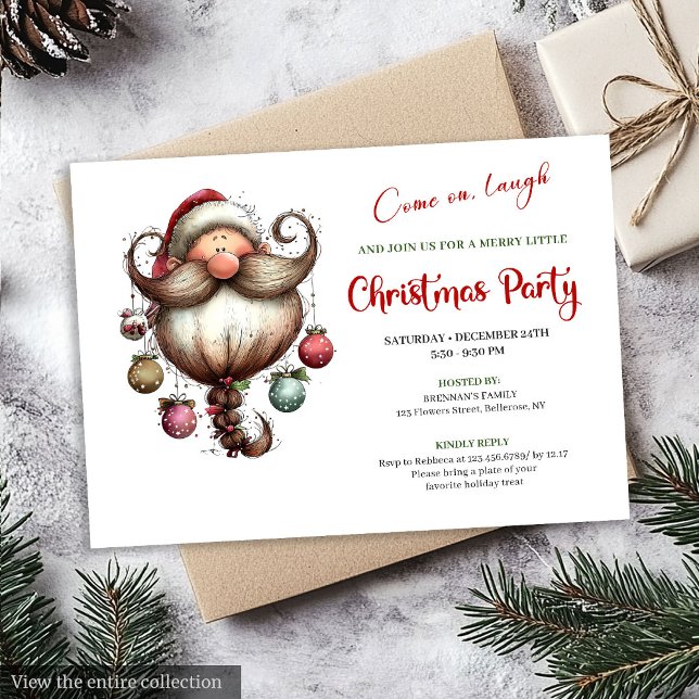 Whimsical Quirky Santa Watercolor Christmas Invite (Whimsical Quirky Santa Watercolor Christmas Invite)