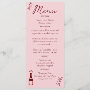 Whimsical Quirky Squiggles Pink Wedding  Menu