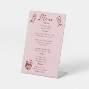Whimsical Quirky Squiggles Pink Wedding  Pedestal Sign