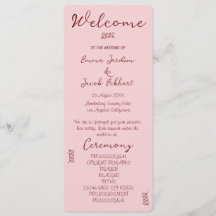 Whimsical Quirky Squiggles Pink Wedding  Programme
