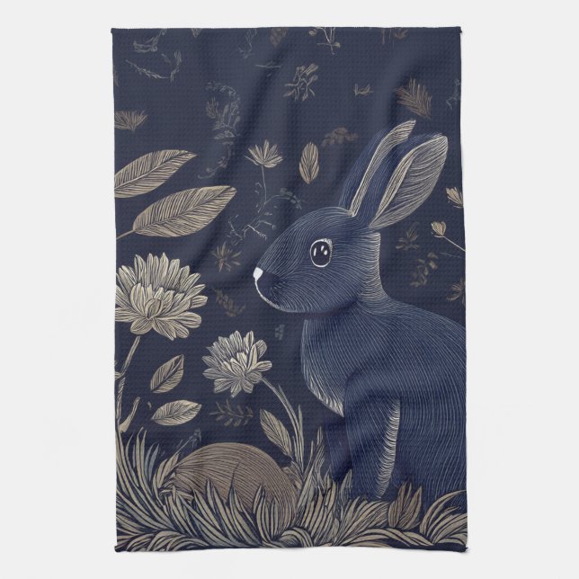 Whimsical Rabbit Tea Towel (Vertical)