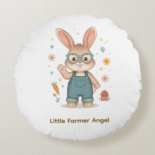 Whimsical Rabbit with Glasses Nursery Pillow