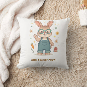 Whimsical Rabbit with Glasses Nursery Pillow