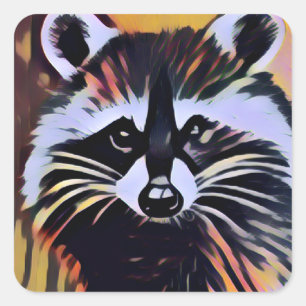 Whimsical Raccoon - A Nature Inspired Design  Square Sticker