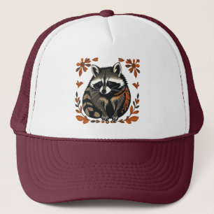 Whimsical Raccoon Woodland Animal Folk or Tribal  Trucker Hat