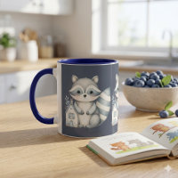 Whimsical Racoon Night Woodland Cottage Scene