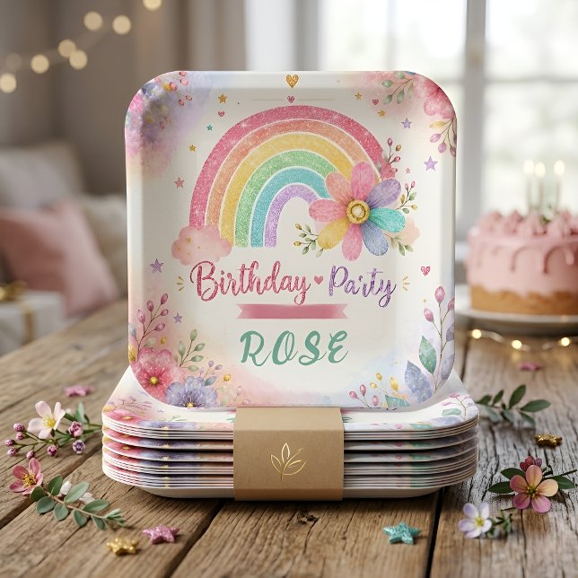 Whimsical Rainbow Birthday Paper Plate (Creator Uploaded)