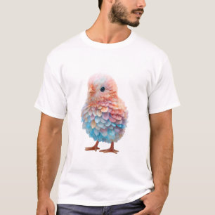 Whimsical Rainbow Feathered Chick Illustration Men T-Shirt