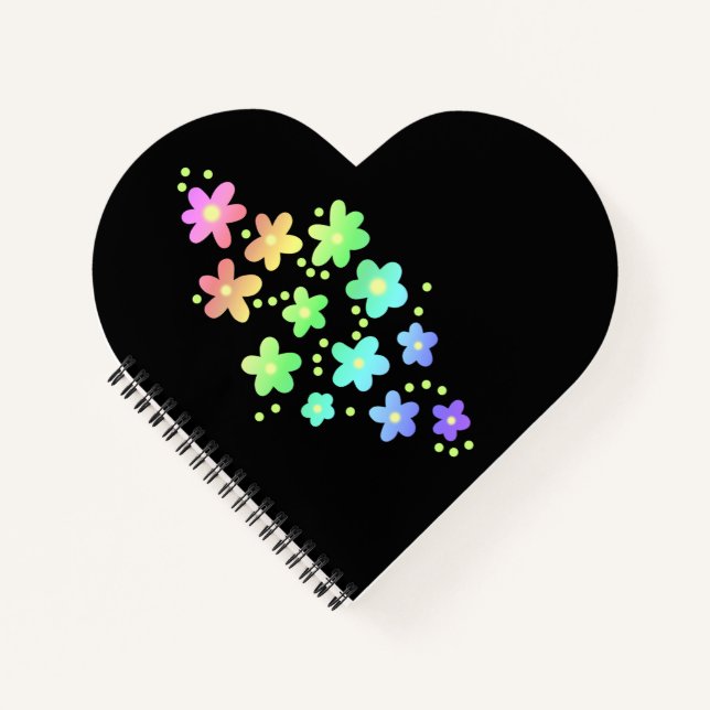 Whimsical Rainbow Flowers Notebook (Front)
