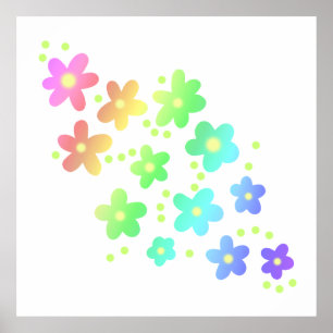 Whimsical Rainbow Flowers Poster