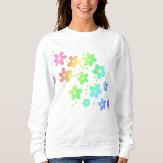 Whimsical Rainbow Flowers Sweatshirt (Front)