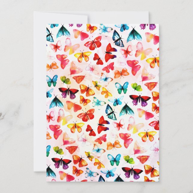 Whimsical Rainbow Forest Butterfly Watercolor  Holiday Card (Front)