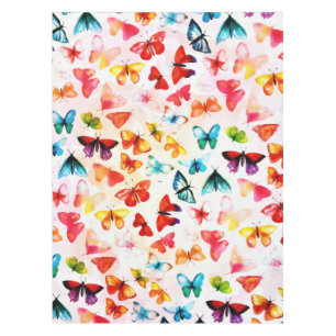 Whimsical Rainbow Forest Butterfly Watercolor Tablecloth