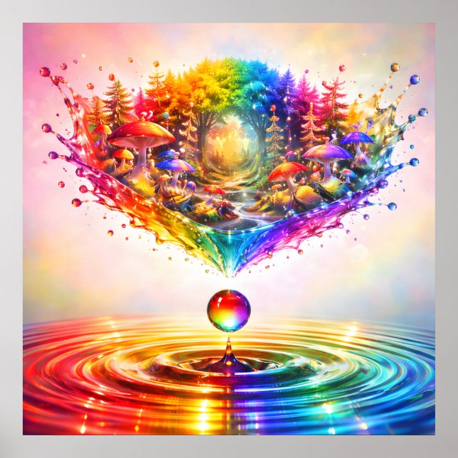 Whimsical Rainbow Forest Splash Poster (Front)