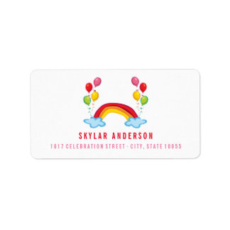 Whimsical Rainbow & Fun Balloons Address Labels