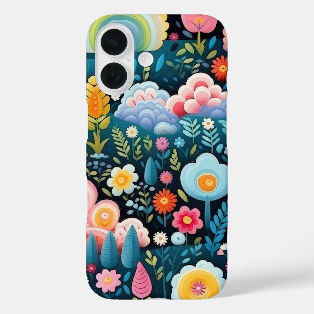 Whimsical Rainbow Garden Floral Fantasy Pattern Case-Mate iPhone Case (Back)
