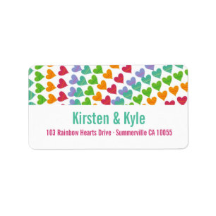 Whimsical Rainbow Hearts Sprinkles Address Labels
