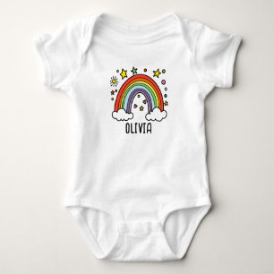 Whimsical Rainbow Personalised Girls Baby Bodysuit