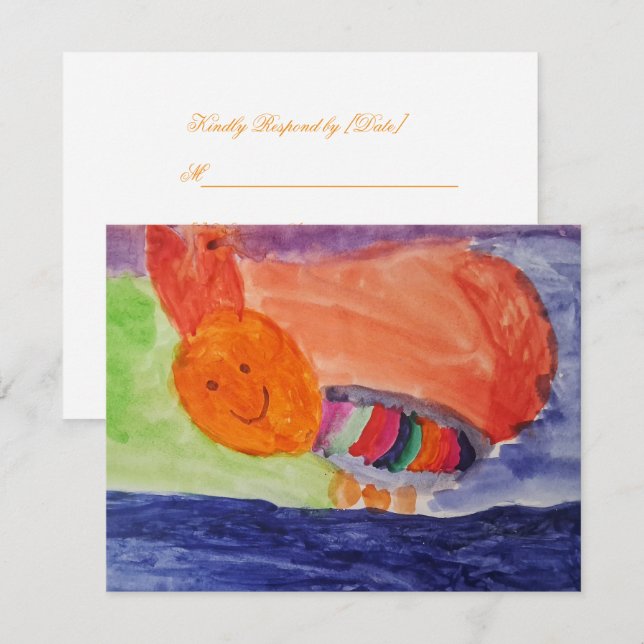 Whimsical Rainbow Squirrel Birthday Response Card (Front/Back)