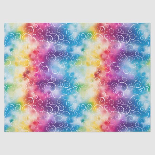 Whimsical Rainbow Swirl Decoupage Tissue Paper (Front)