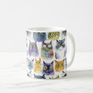 Whimsical Rainbow Watercolor Cats Coffee Mug