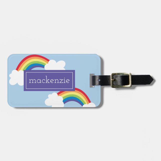 Whimsical Rainbows Personalised Luggage Tag (Front Horizontal)