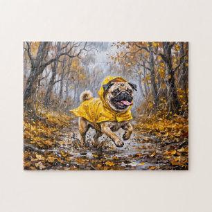 Whimsical Rainy November Forest Mops Illustration Jigsaw Puzzle