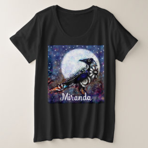 Whimsical Raven Moon Floral Abstract Personalised Plus Size T-Shirt