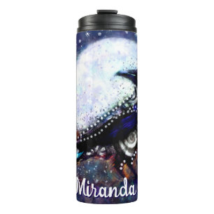 Whimsical Raven Moon Floral Abstract Personalised Thermal Tumbler