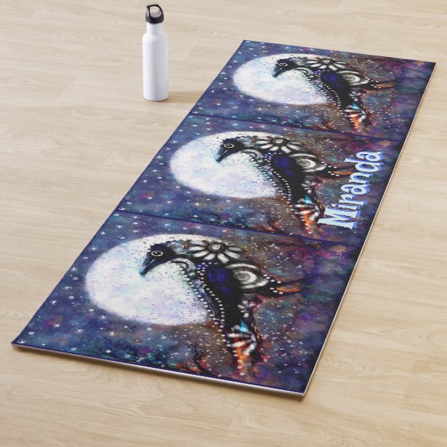 Whimsical Raven Moon Floral Personalised Yoga Mat (In Situ)