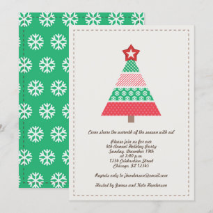 Whimsical Red and Green Christmas Tree Party Invitation