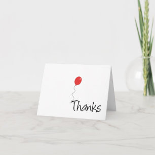 Whimsical Red Balloon Any Occasion Thank You Card